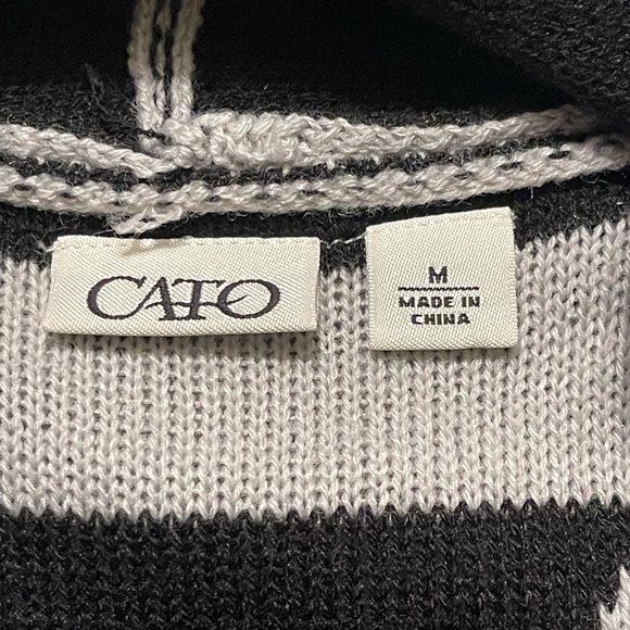 Cato Women’s Medium White & Black Geometric Print Open Duster Cardigan - Picture 6 of 7